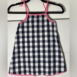 Hanna Anderson Girls Sz 4 Gingham Dress Tie Sleeve Pink Black White Summer